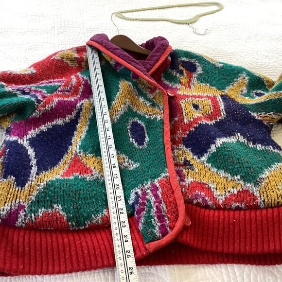 Vintage Jennifer Chase Shawn Neck size L 80s 90s Sweater Jacket Reversible Boho - Picture 8 of 13